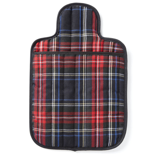 Hotties Microwaveable heat pad cover with a blue tartan pattern.