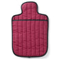A burgundy quilted cotton heat pack cover with a pocket.