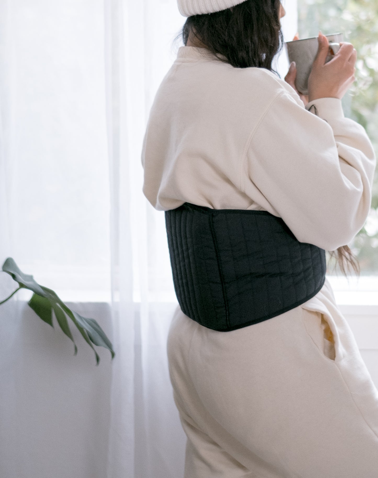 Black Quilted Cotton Back Wrap