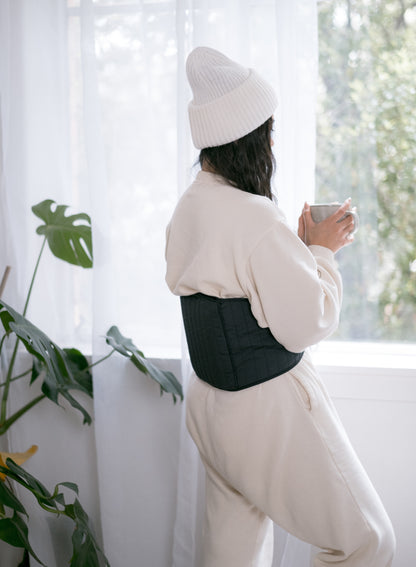 Black Quilted Cotton Back Wrap