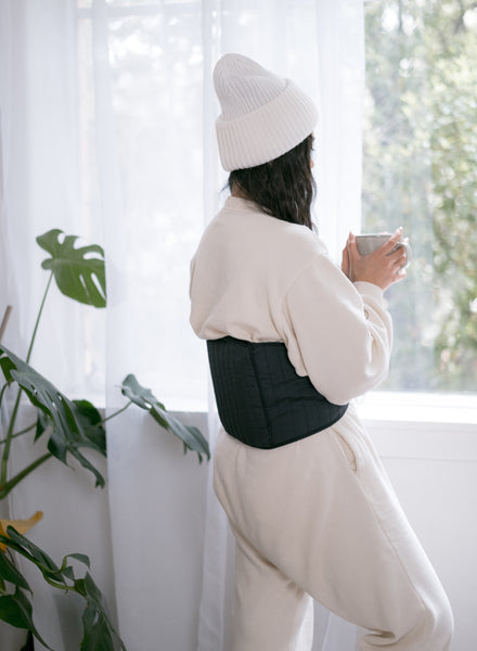 Black Quilted Cotton Back Wrap